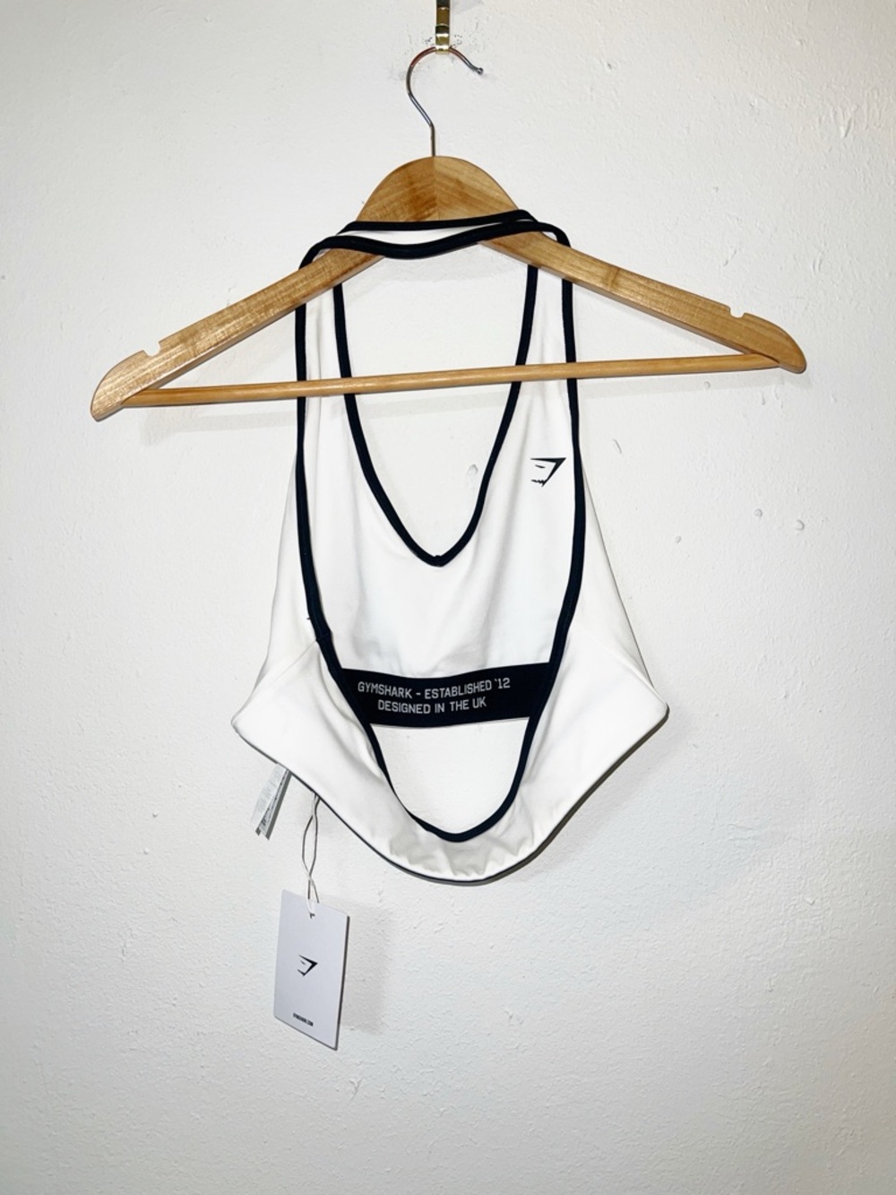 Gymshark white and black and white halter v neck women’s sports bra new - Picture 7 of 11